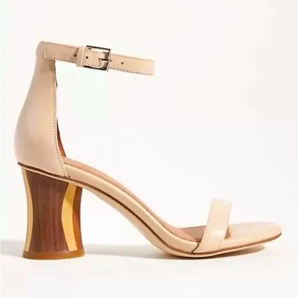 Jeffrey Campbell Ivory Leather Striped Sandal One Strap Heels US 8.5